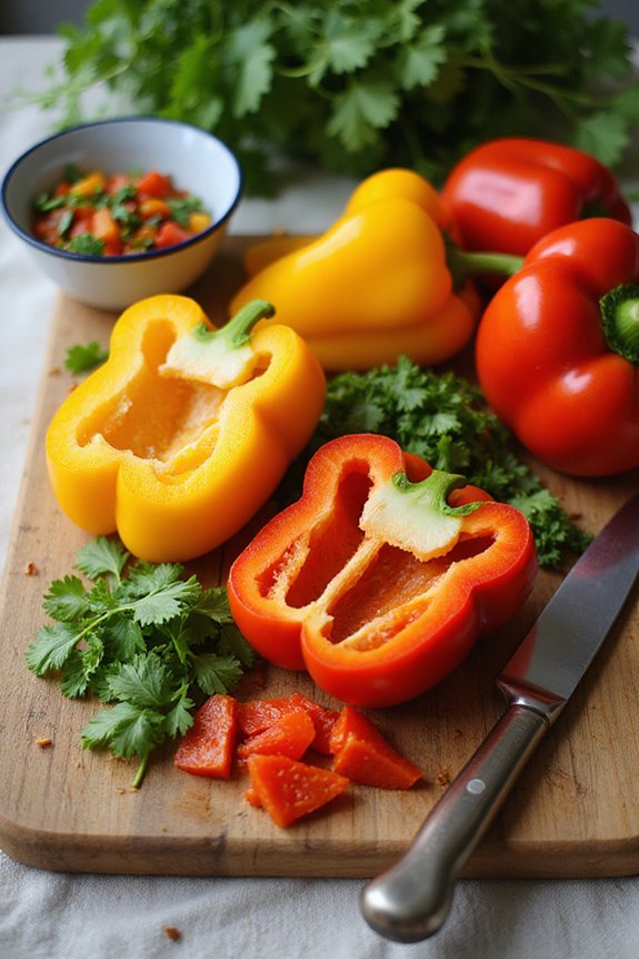 waste free bell pepper cutting