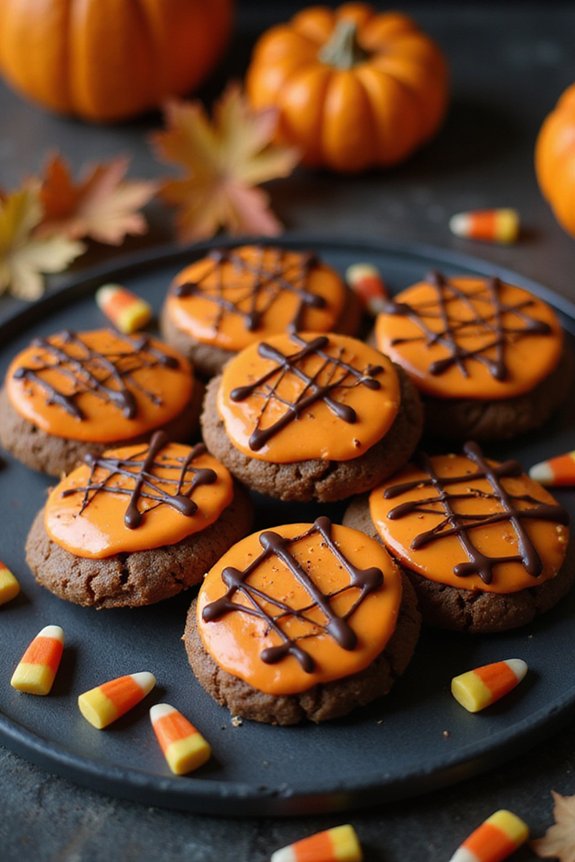 bold black and orange halloween cookies