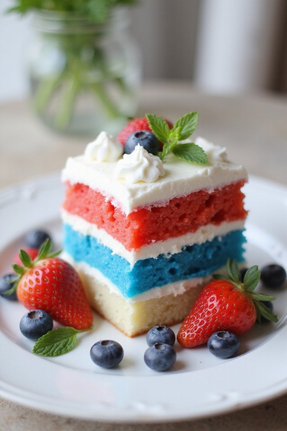 colorful patriotic poke cake