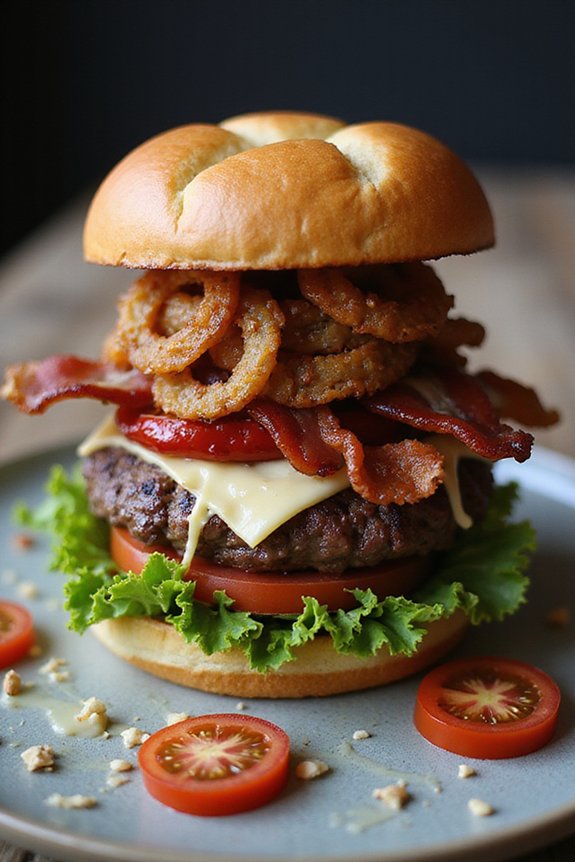 delicious stacked bacon cheeseburger