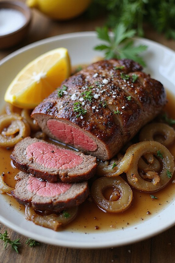 tender marinated beef dish